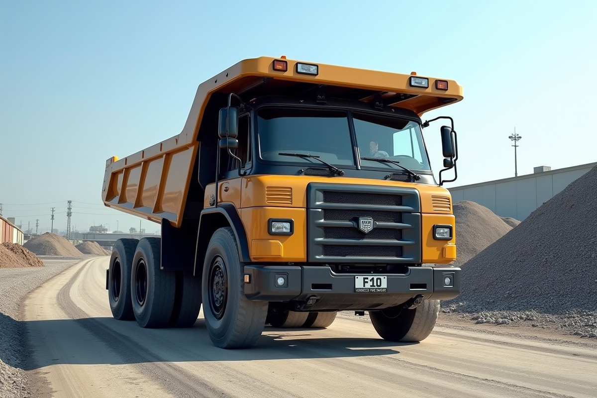 Camion benne moderne sur site industriel lumineux