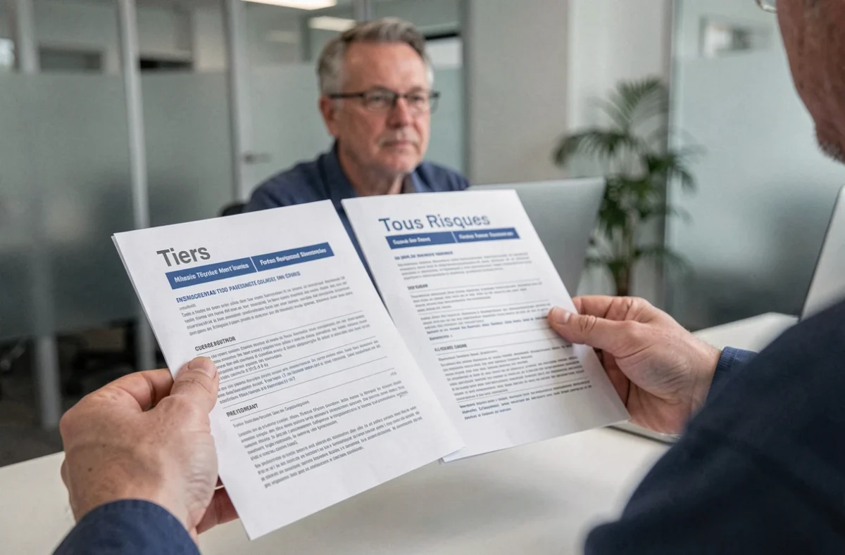 Comparaison entre brochures assurance moto au tiers et tous risques tenus en main