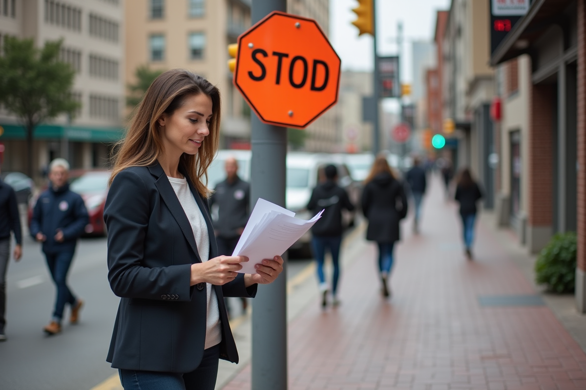 Élue locale examine des documents près d