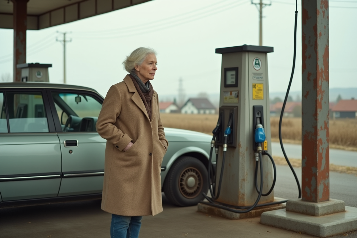 Femme senior faisant le plein d