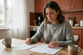 Femme comparant des devis d'assurance auto pas cher à la maison