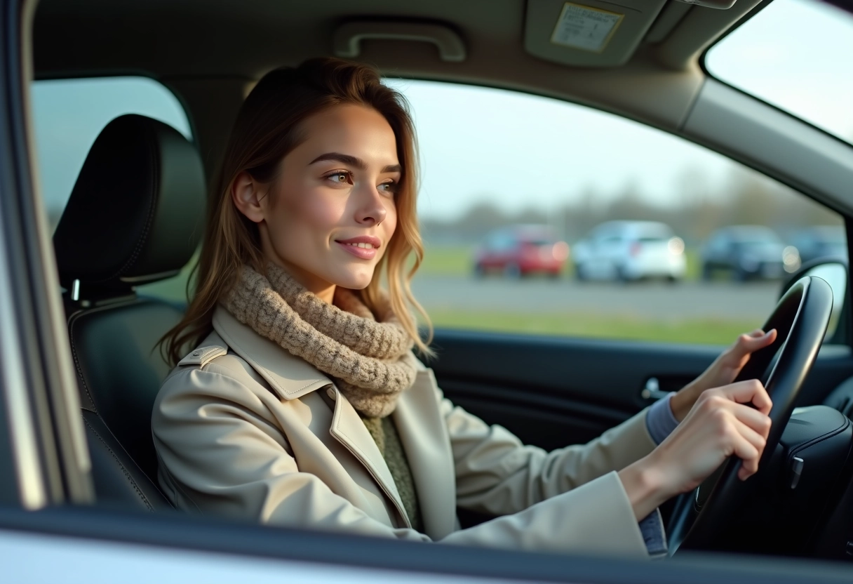 Jeune femme au volant d