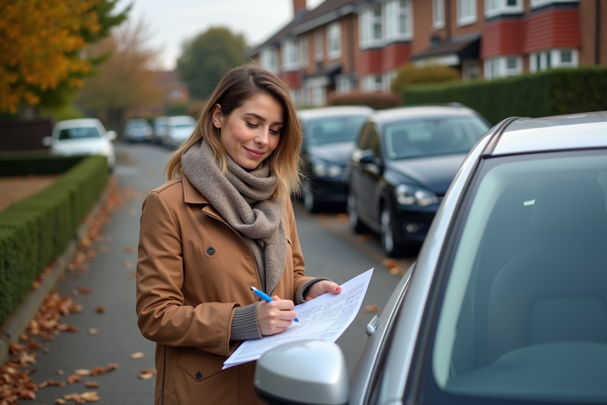 Femme remplissant un certificat d