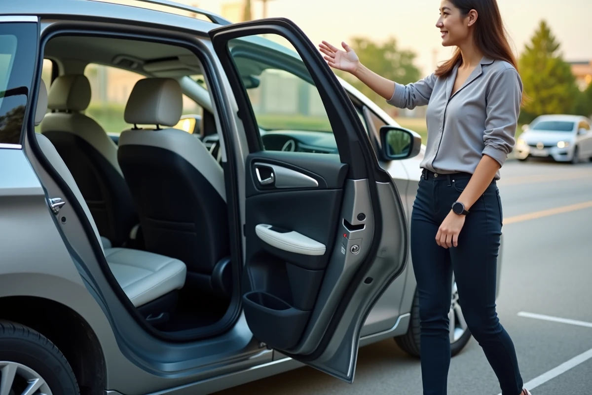 Jeune femme souriante près d
