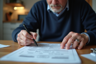 Homme vérifiant un certificat d'immatriculation français