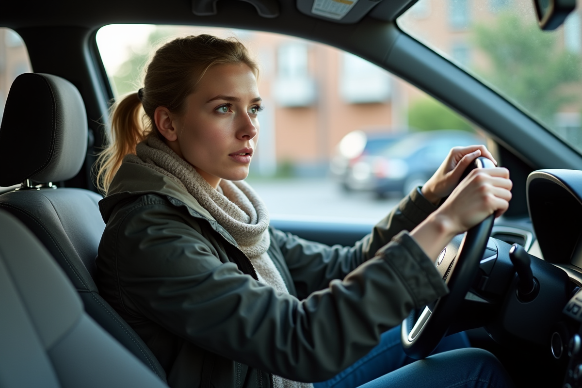 Jeune femme au volant d