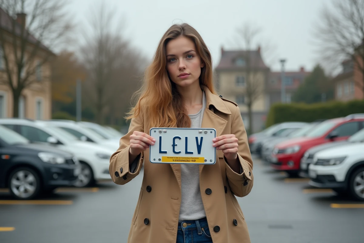 Jeune femme tenant une plaque d