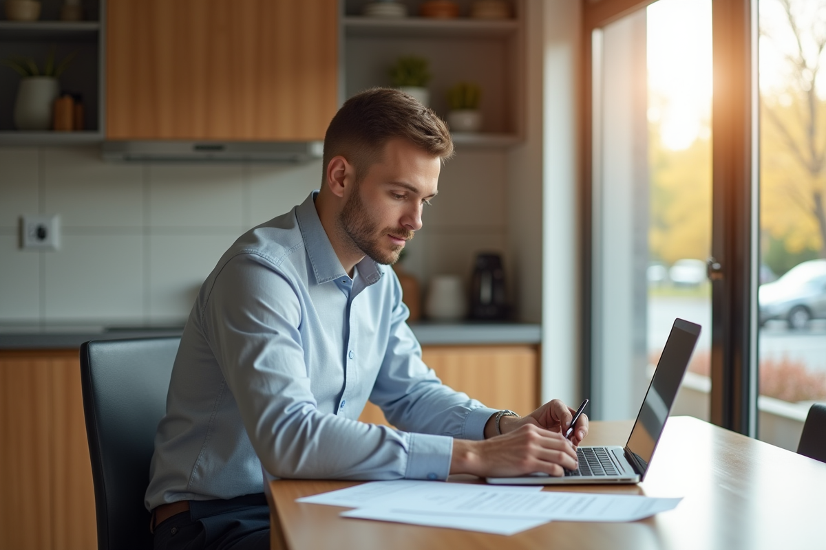 Jeune homme remplissant des formulaires d