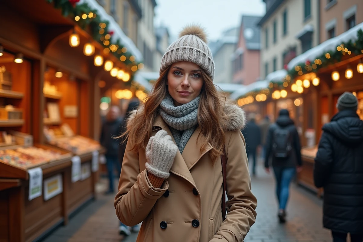 Jeune femme dans le marché de Noël de Colmar