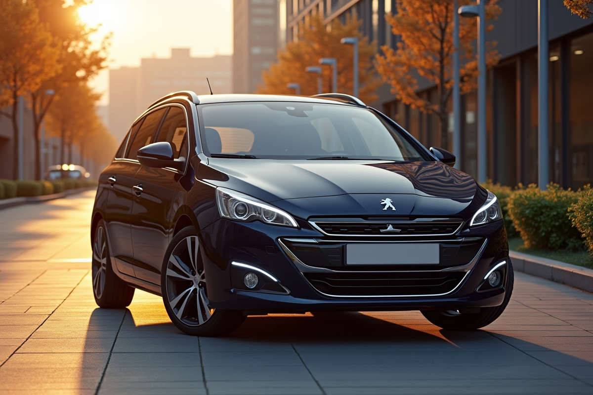 Voiture Peugeot 308 GT Line stationnaire en ville