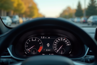 Tableau de bord moderne voiture affichant miles et km