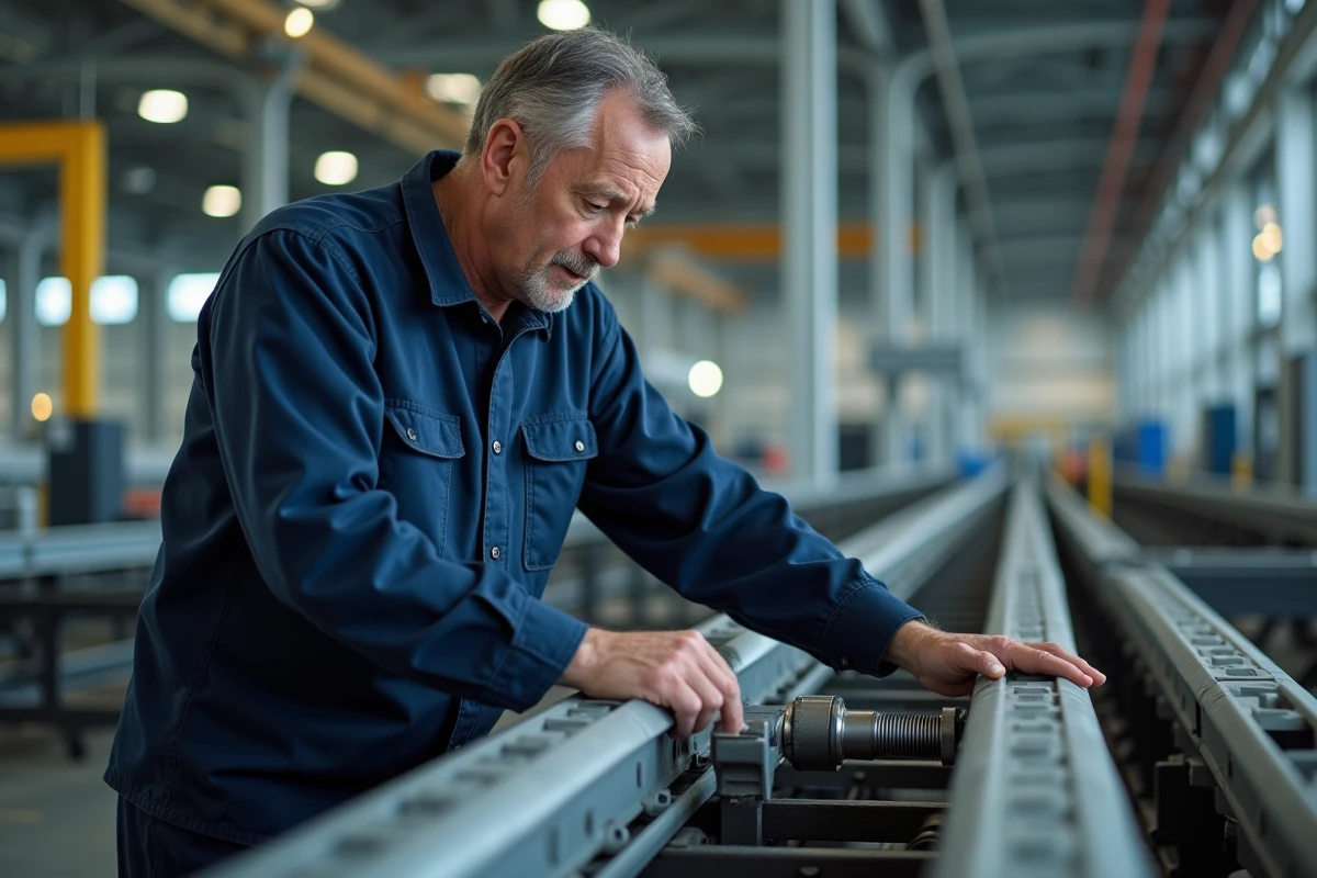 Technicien inspectant une machine industrielle en usine