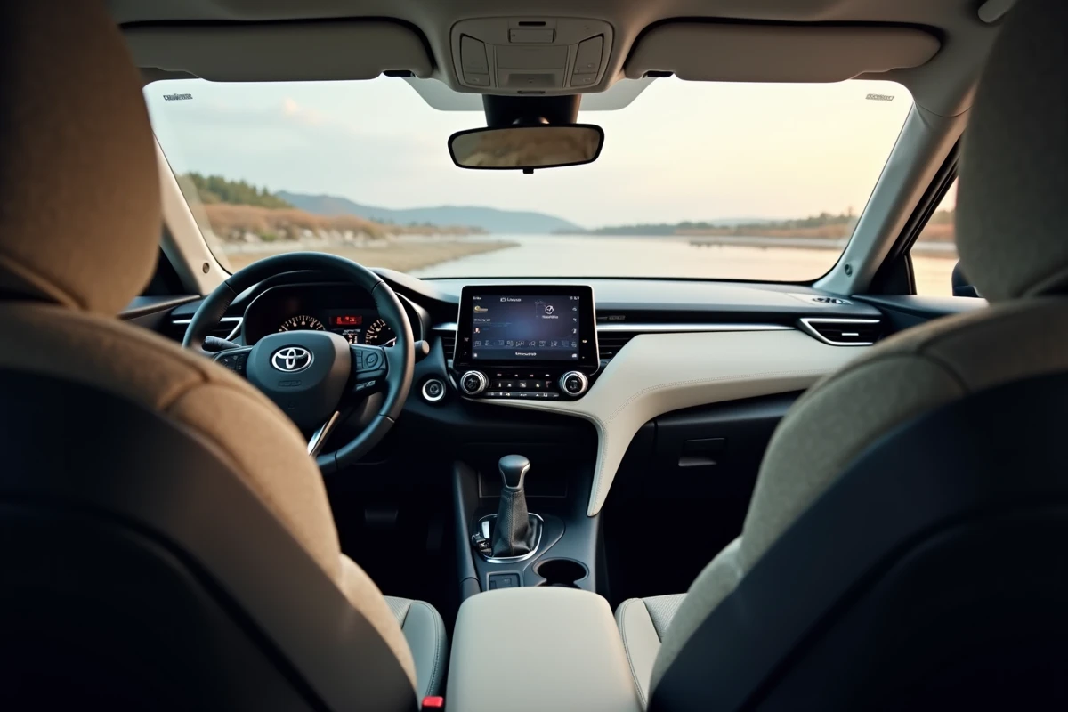 Intérieur du Toyota C-HR 2026 montrant le tableau de bord, l'écran tactile et les matériaux de qualité de l'habitacle